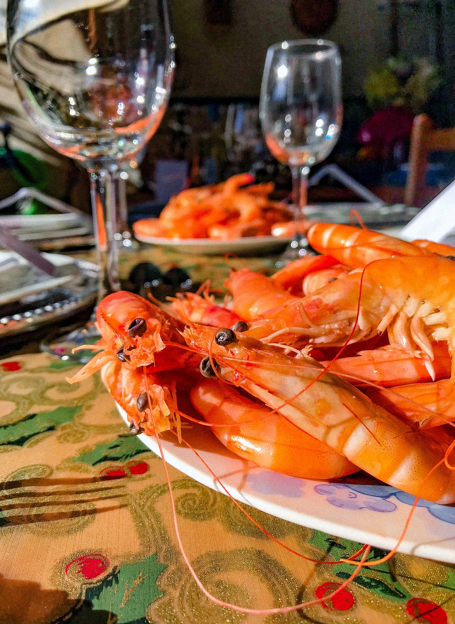 dinner, prawns, kitchen, festive, christmas, seafood